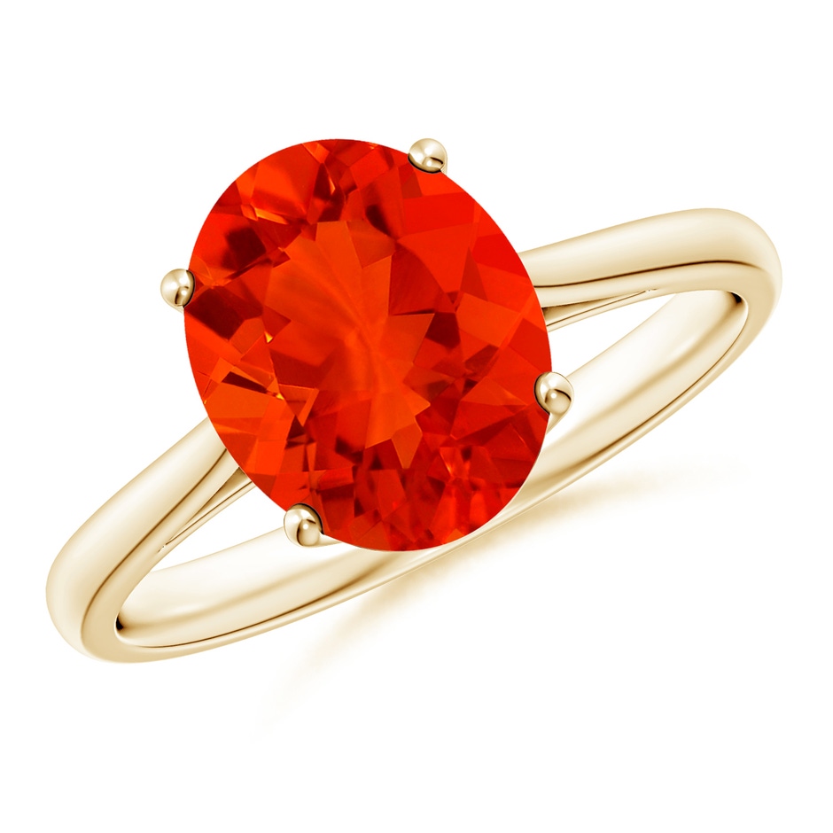 10x8mm AAAA Oval Solitaire Fire Opal Cocktail Ring in Yellow Gold 