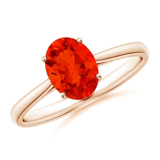 8x6mm AAAA Oval Solitaire Fire Opal Cocktail Ring in 9K Rose Gold