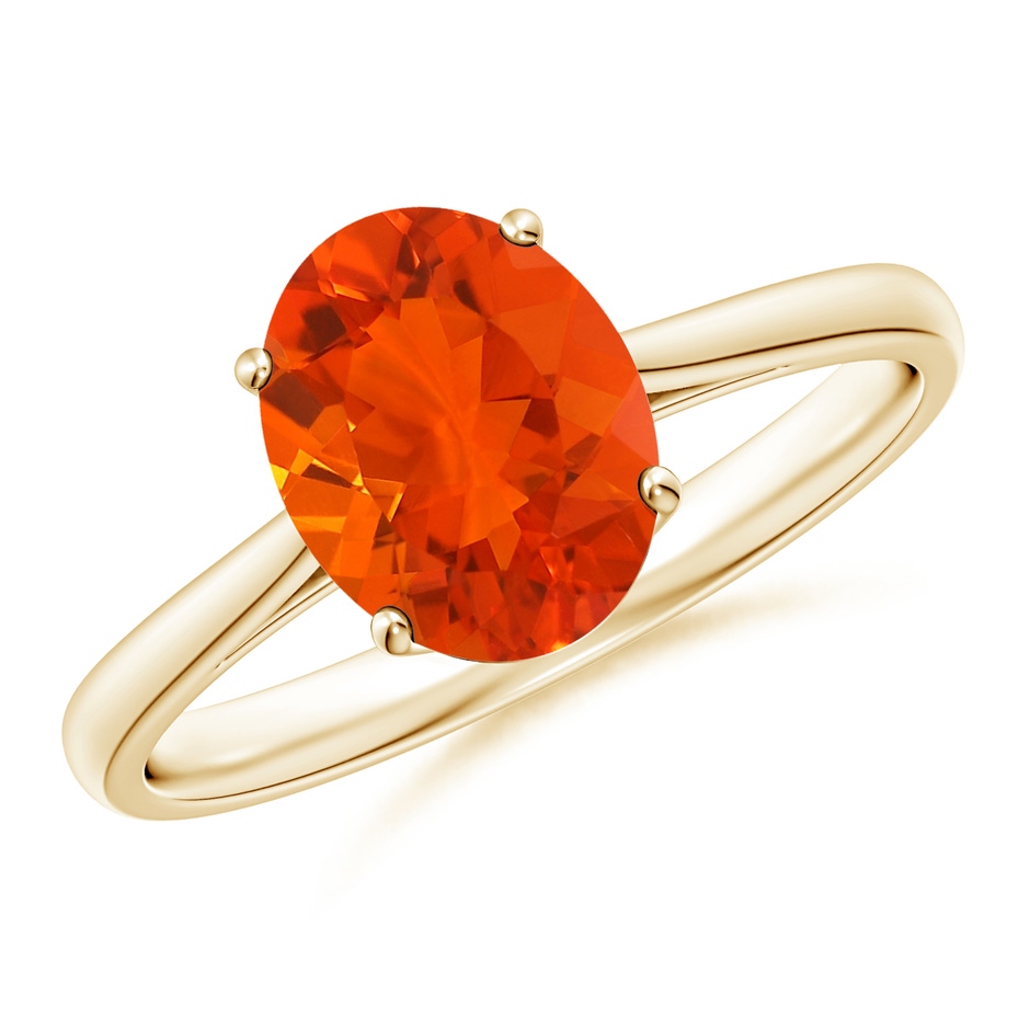 9x7mm AAA Oval Solitaire Fire Opal Cocktail Ring in 9K Yellow Gold 