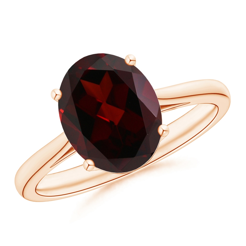 10x8mm A Oval Solitaire Garnet Cocktail Ring in Rose Gold 