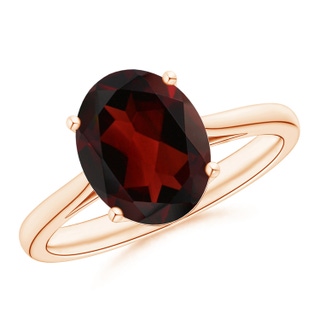 10x8mm AA Oval Solitaire Garnet Cocktail Ring in Rose Gold