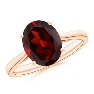 10x8mm AAA Oval Solitaire Garnet Cocktail Ring in Rose Gold