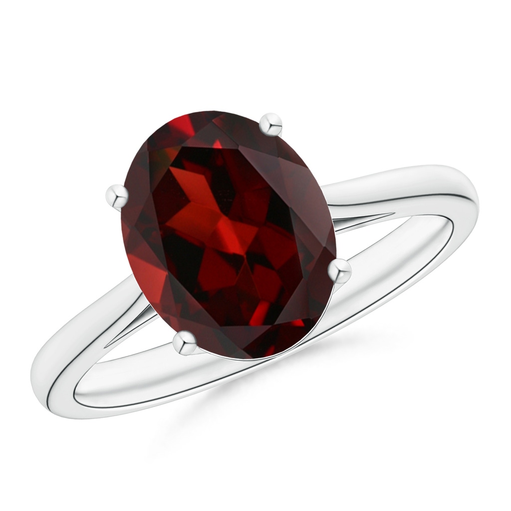 10x8mm AAA Oval Solitaire Garnet Cocktail Ring in White Gold