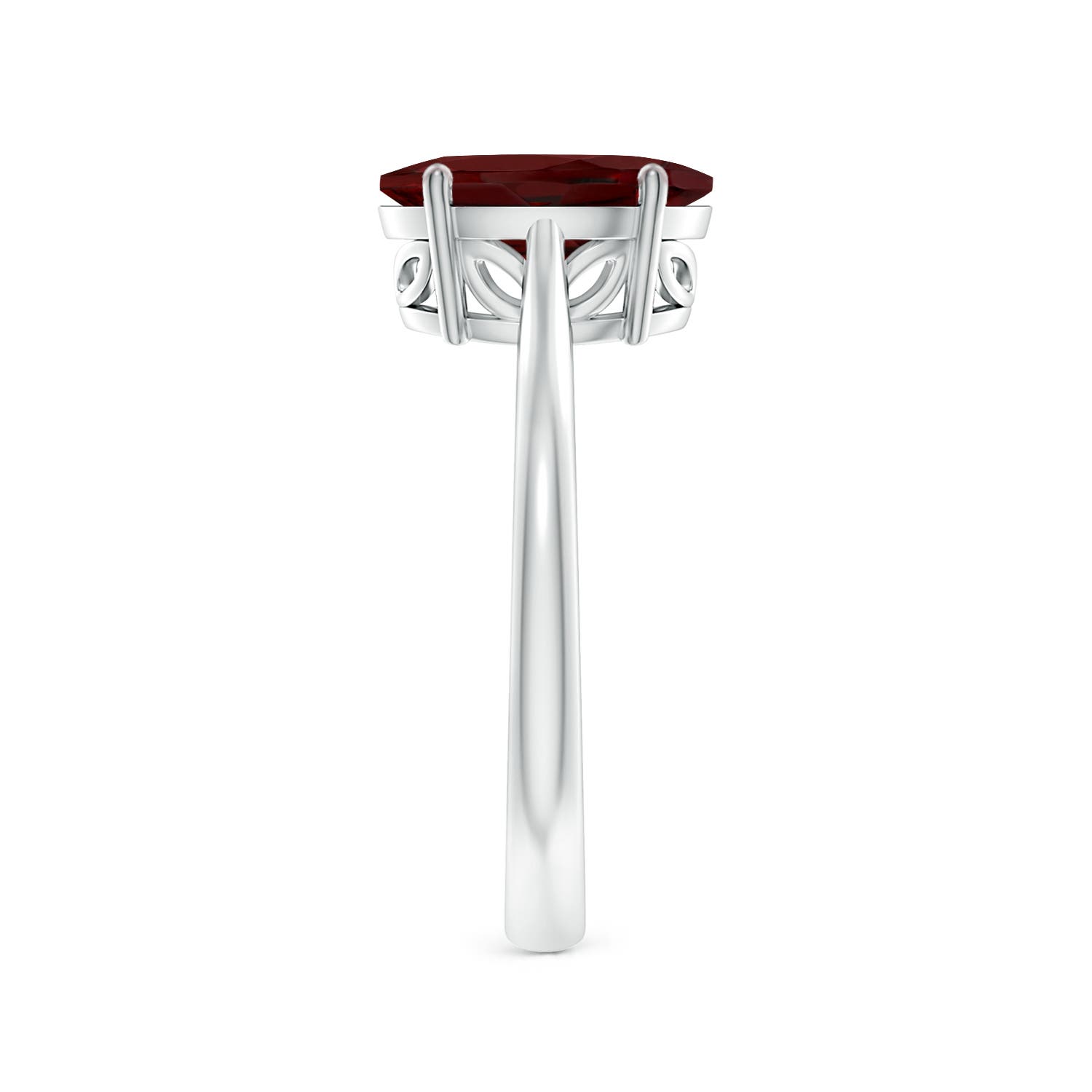 10x8mm AAA Oval Solitaire Garnet Cocktail Ring in White Gold - side 6