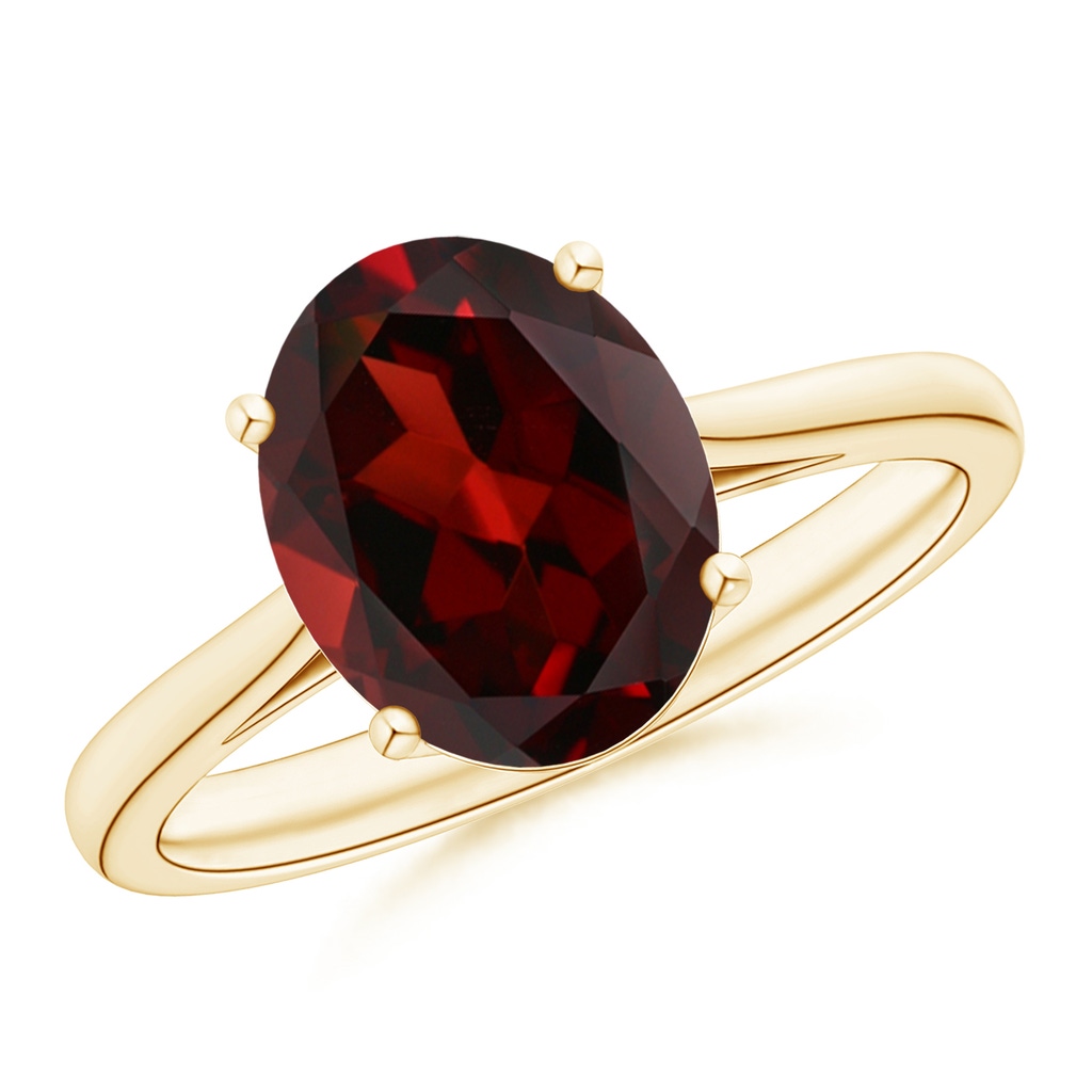 10x8mm AAA Oval Solitaire Garnet Cocktail Ring in Yellow Gold