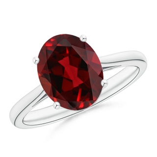 10x8mm AAAA Oval Solitaire Garnet Cocktail Ring in P950 Platinum