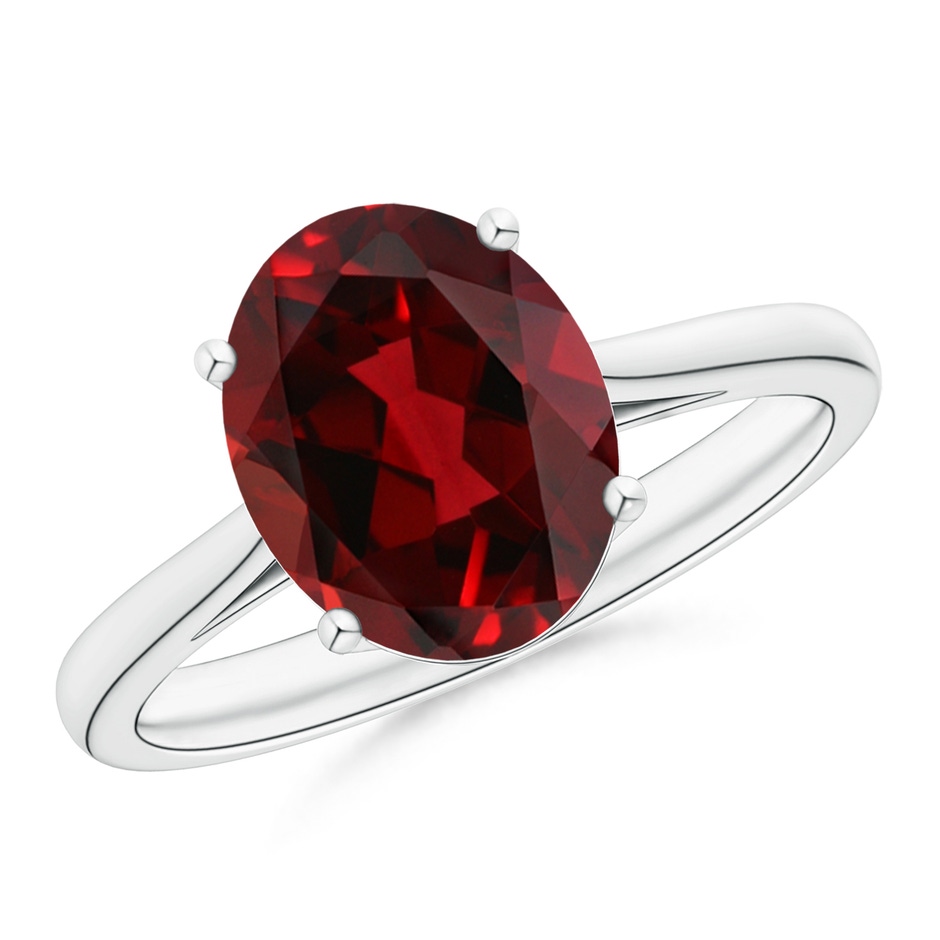 10x8mm AAAA Oval Solitaire Garnet Cocktail Ring in White Gold 