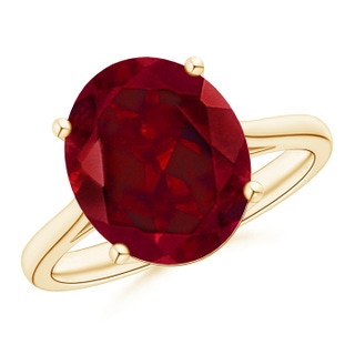 12x10mm AAA Oval Solitaire Garnet Cocktail Ring in 9K Yellow Gold