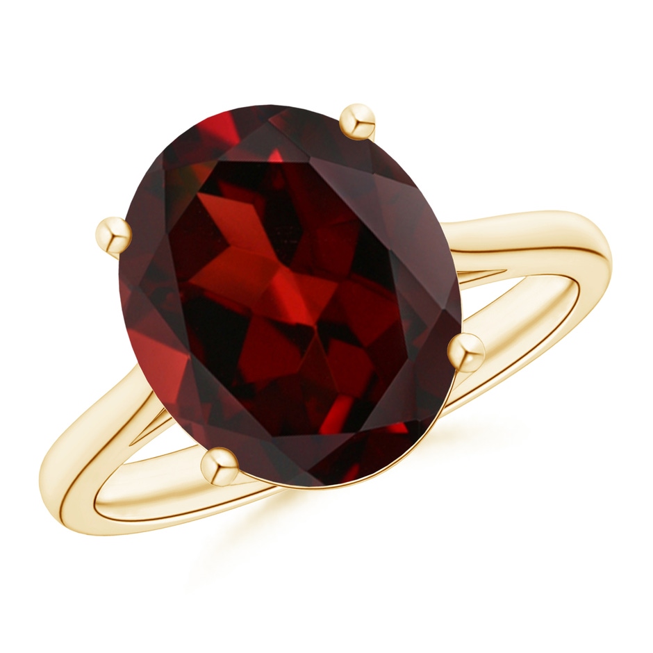 12x10mm AAA Oval Solitaire Garnet Cocktail Ring in Yellow Gold 