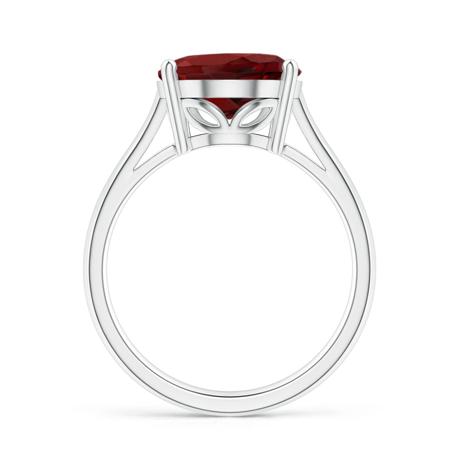 12x10mm AAAA Oval Solitaire Garnet Cocktail Ring in 18K White Gold