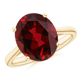 12x10mm AAAA Oval Solitaire Garnet Cocktail Ring in Yellow Gold