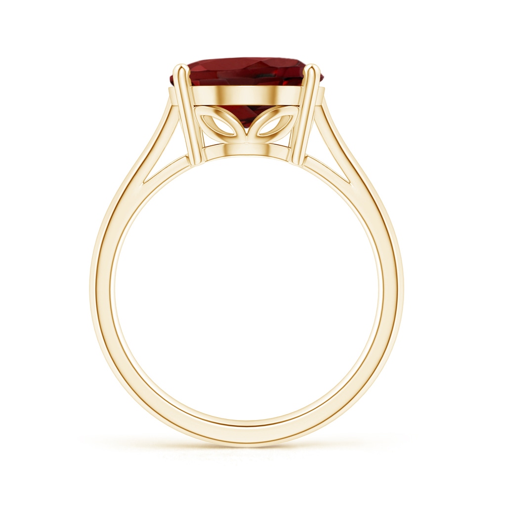12x10mm AAAA Oval Solitaire Garnet Cocktail Ring in Yellow Gold Side-1
