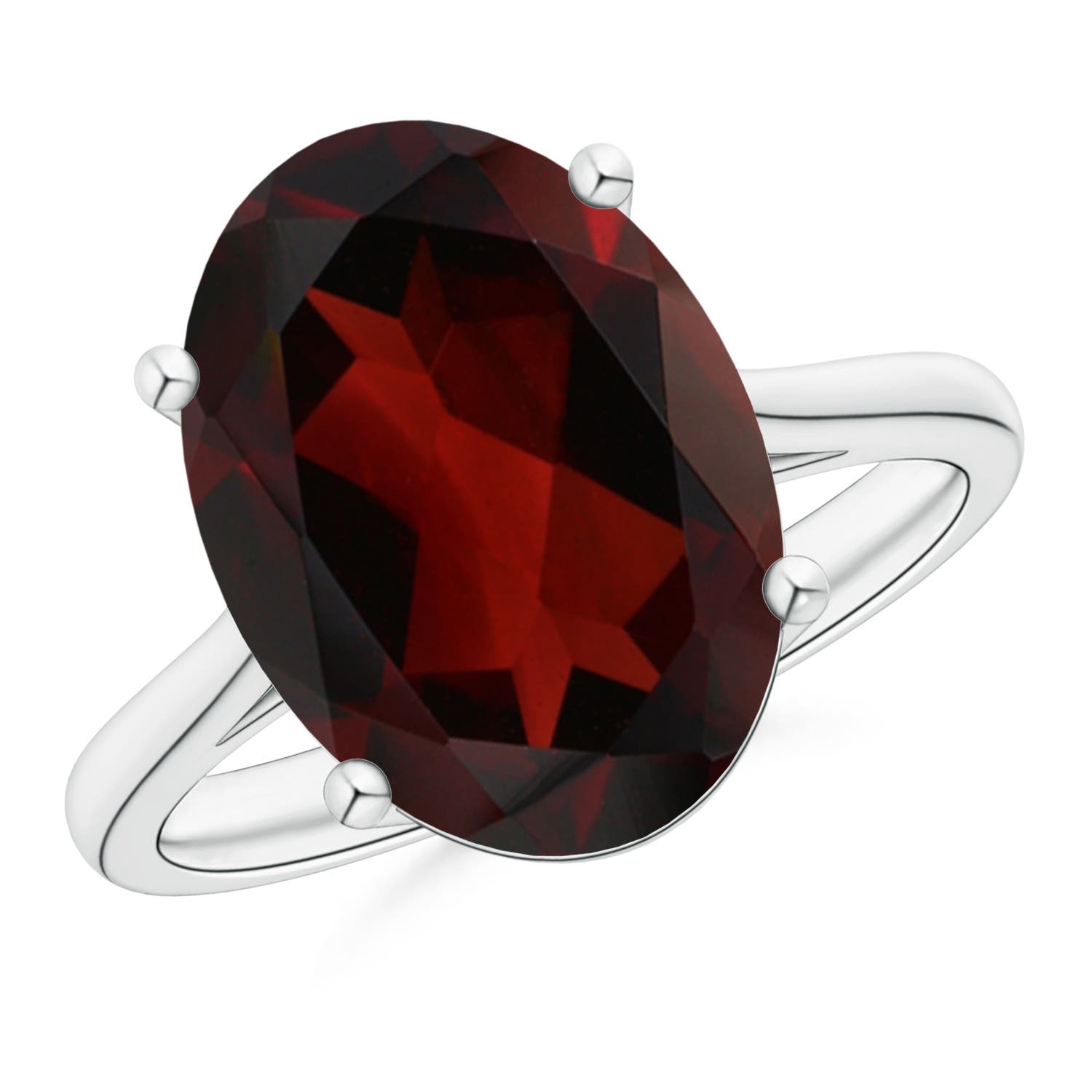 14x10mm AA Oval Solitaire Garnet Cocktail Ring in P950 Platinum