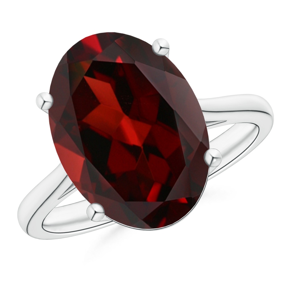14x10mm AAA Oval Solitaire Garnet Cocktail Ring in 18K White Gold 