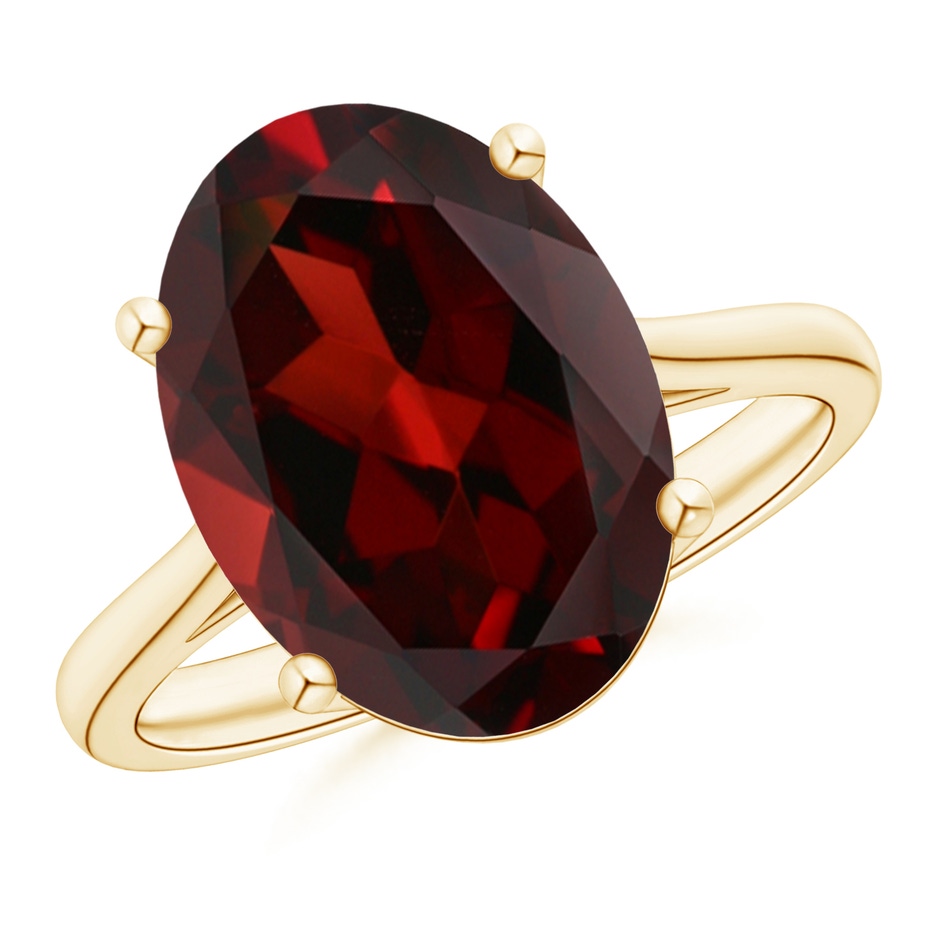 14x10mm AAA Oval Solitaire Garnet Cocktail Ring in Yellow Gold 