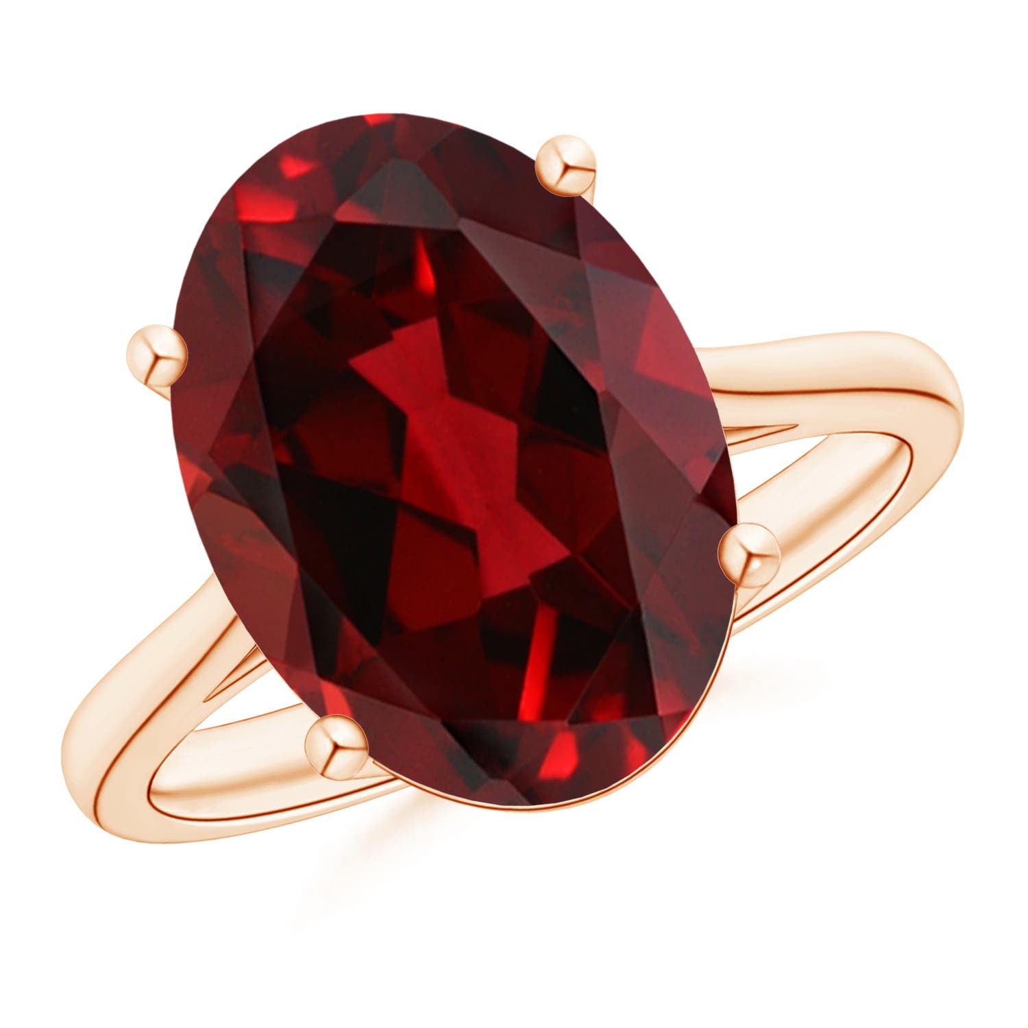14x10mm AAAA Oval Solitaire Garnet Cocktail Ring in 18K Rose Gold