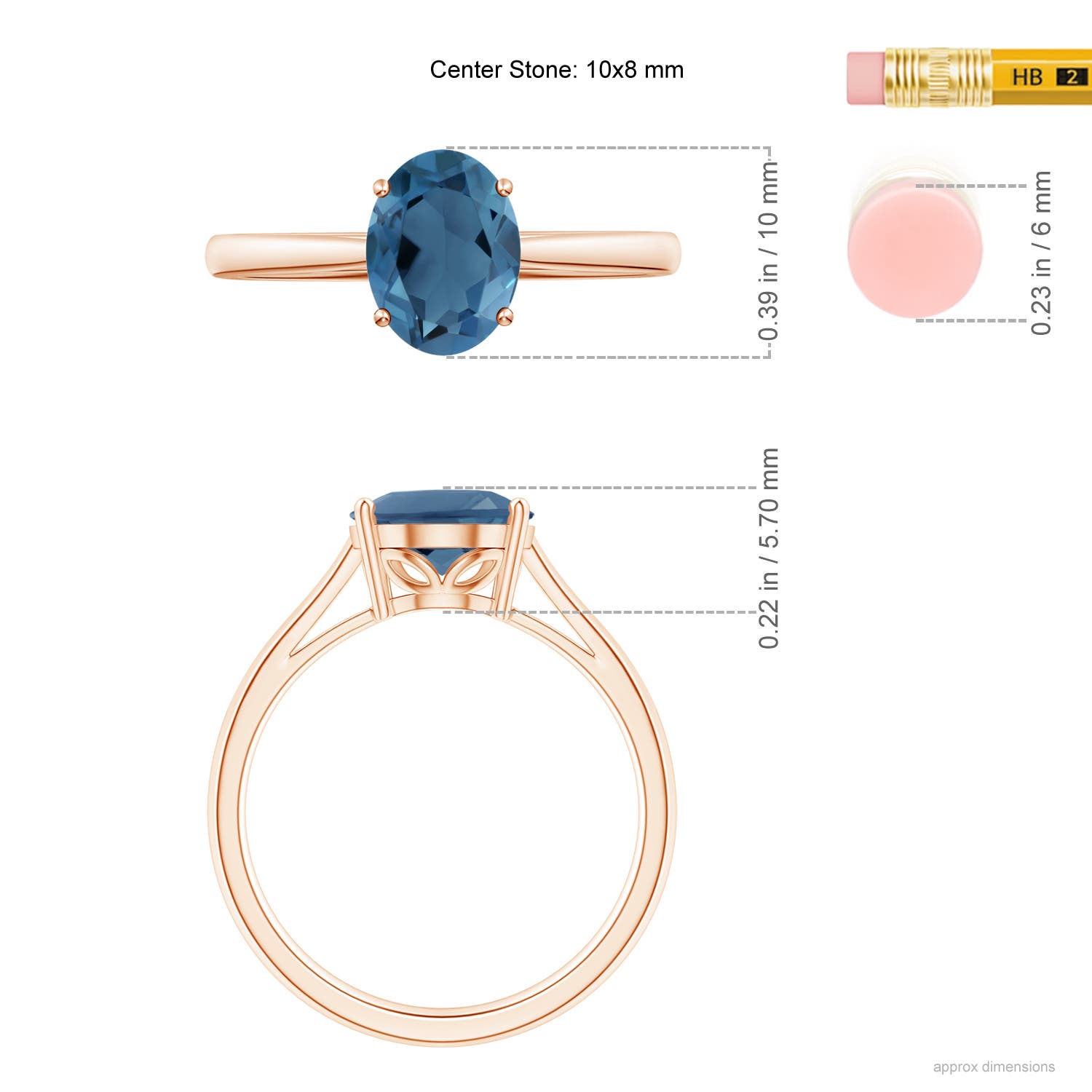 A - London Blue Topaz / 3.25 CT / 14 KT Rose Gold