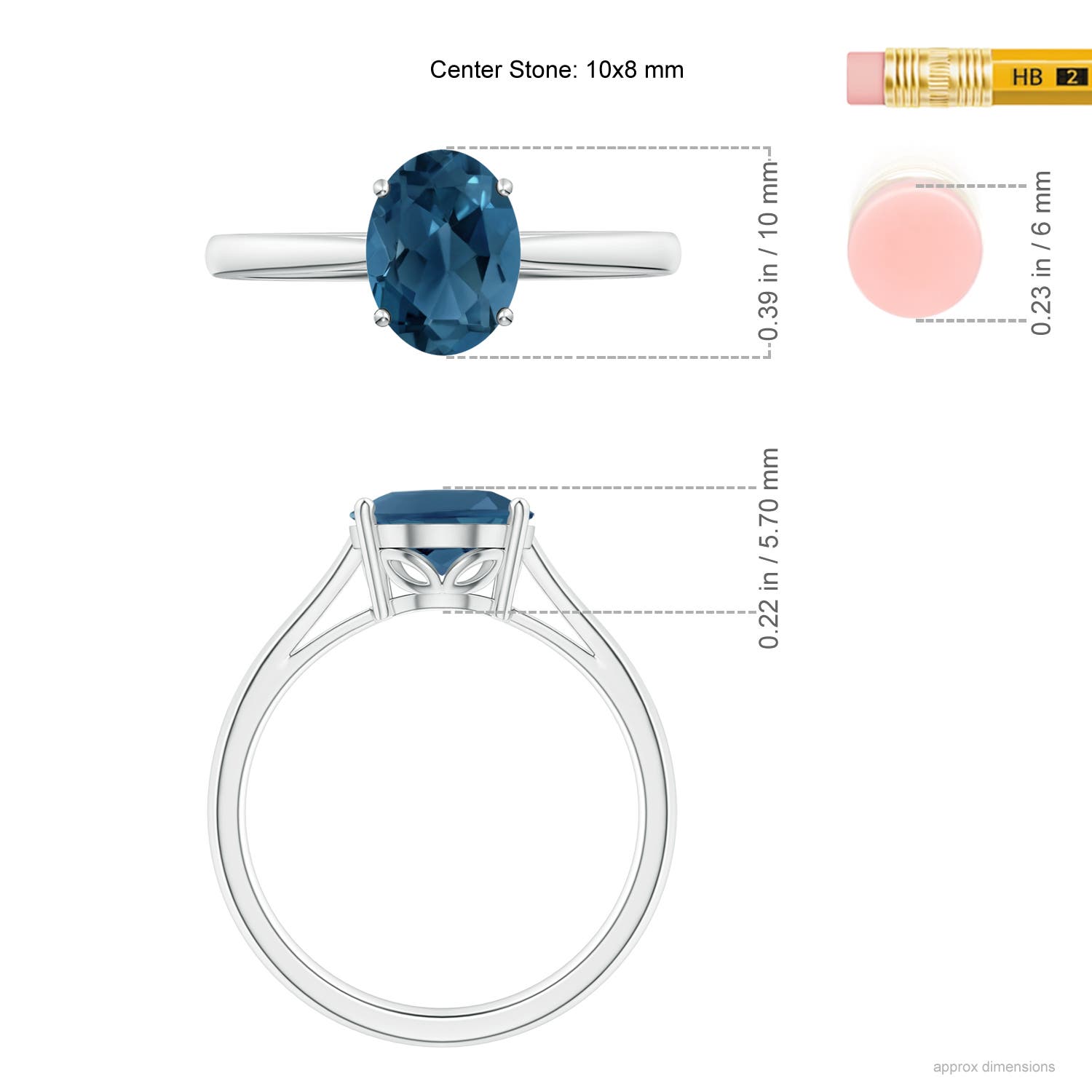 AA - London Blue Topaz / 3.25 CT / 14 KT White Gold