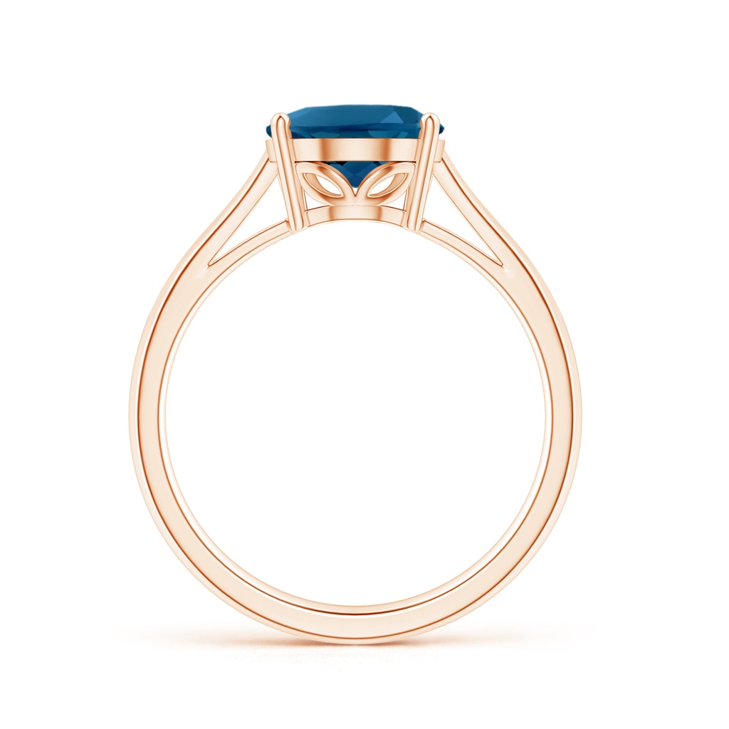 10x8mm AAAA Oval Solitaire London Blue Topaz Cocktail Ring in Rose Gold Side-1