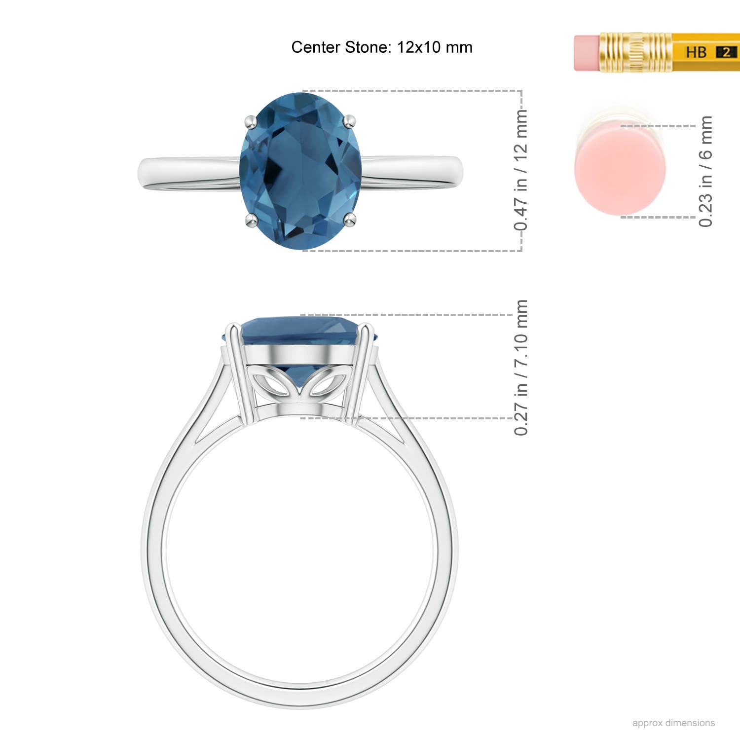 A - London Blue Topaz / 5.6 CT / 14 KT White Gold