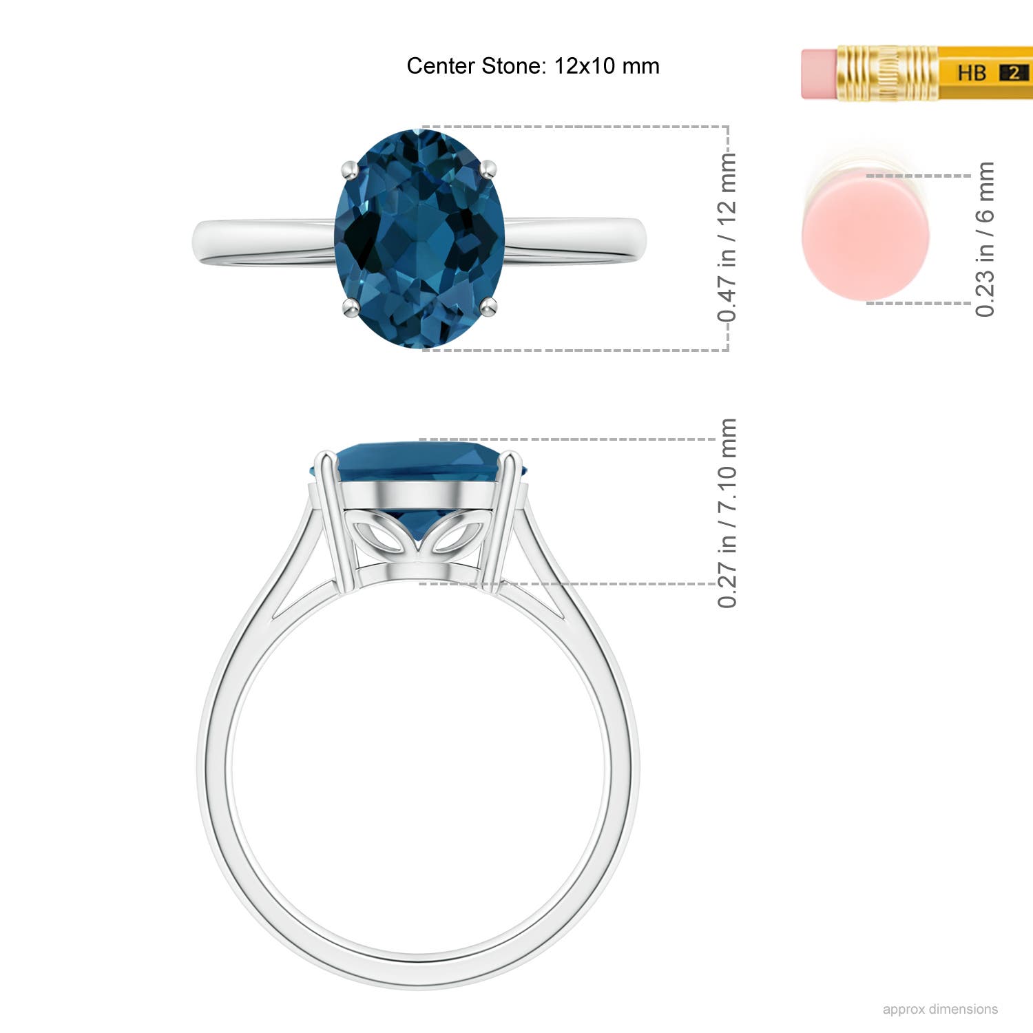 AAA - London Blue Topaz / 5.6 CT / 14 KT White Gold