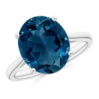 12x10mm AAAA Oval Solitaire London Blue Topaz Cocktail Ring in P950 Platinum