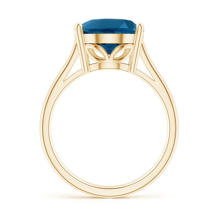 12x10mm AAAA Oval Solitaire London Blue Topaz Cocktail Ring in Yellow Gold side 199