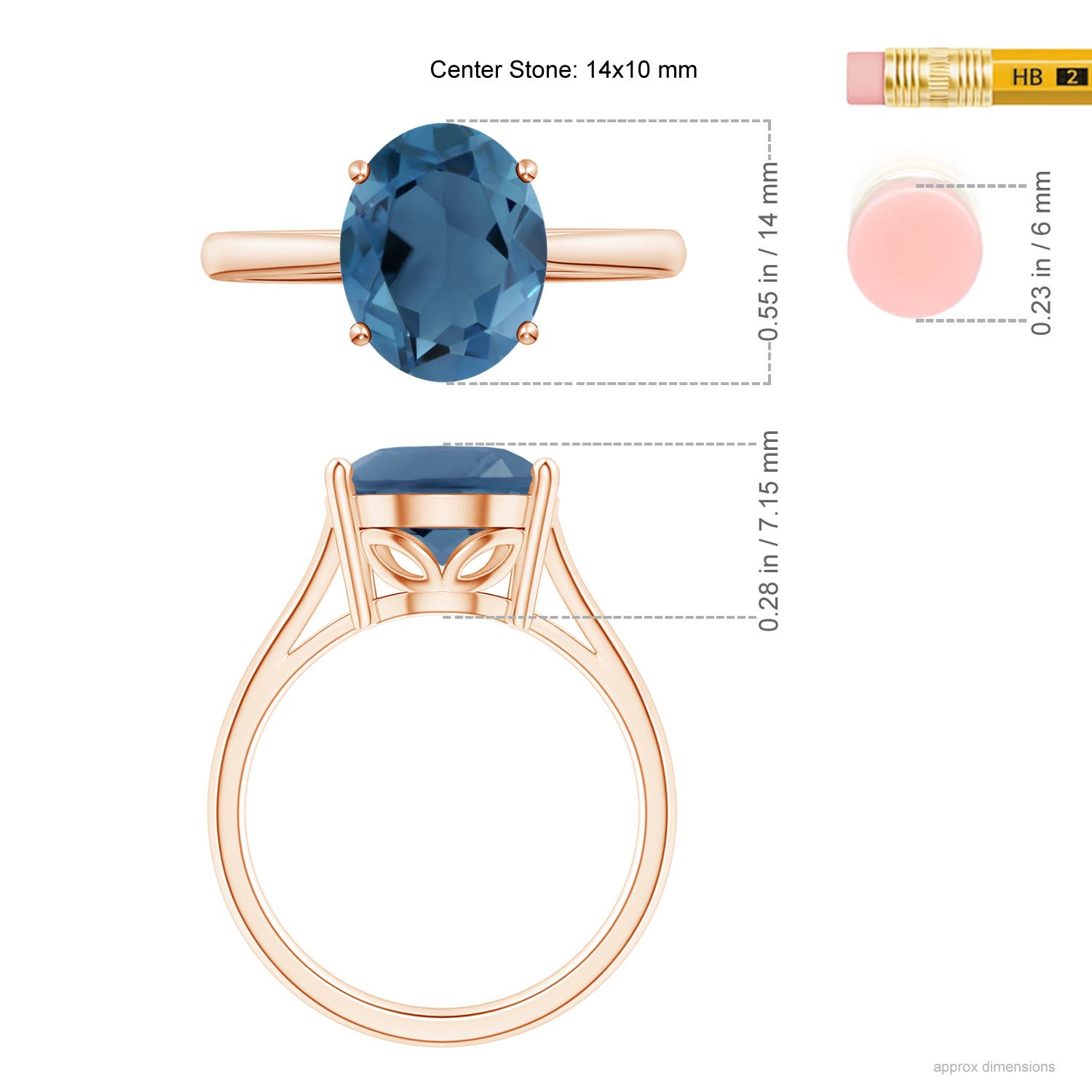 A - London Blue Topaz / 7.2 CT / 14 KT Rose Gold