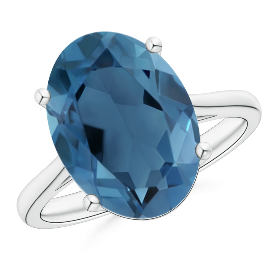 14x10mm A Oval Solitaire London Blue Topaz Cocktail Ring in S999 Silver 