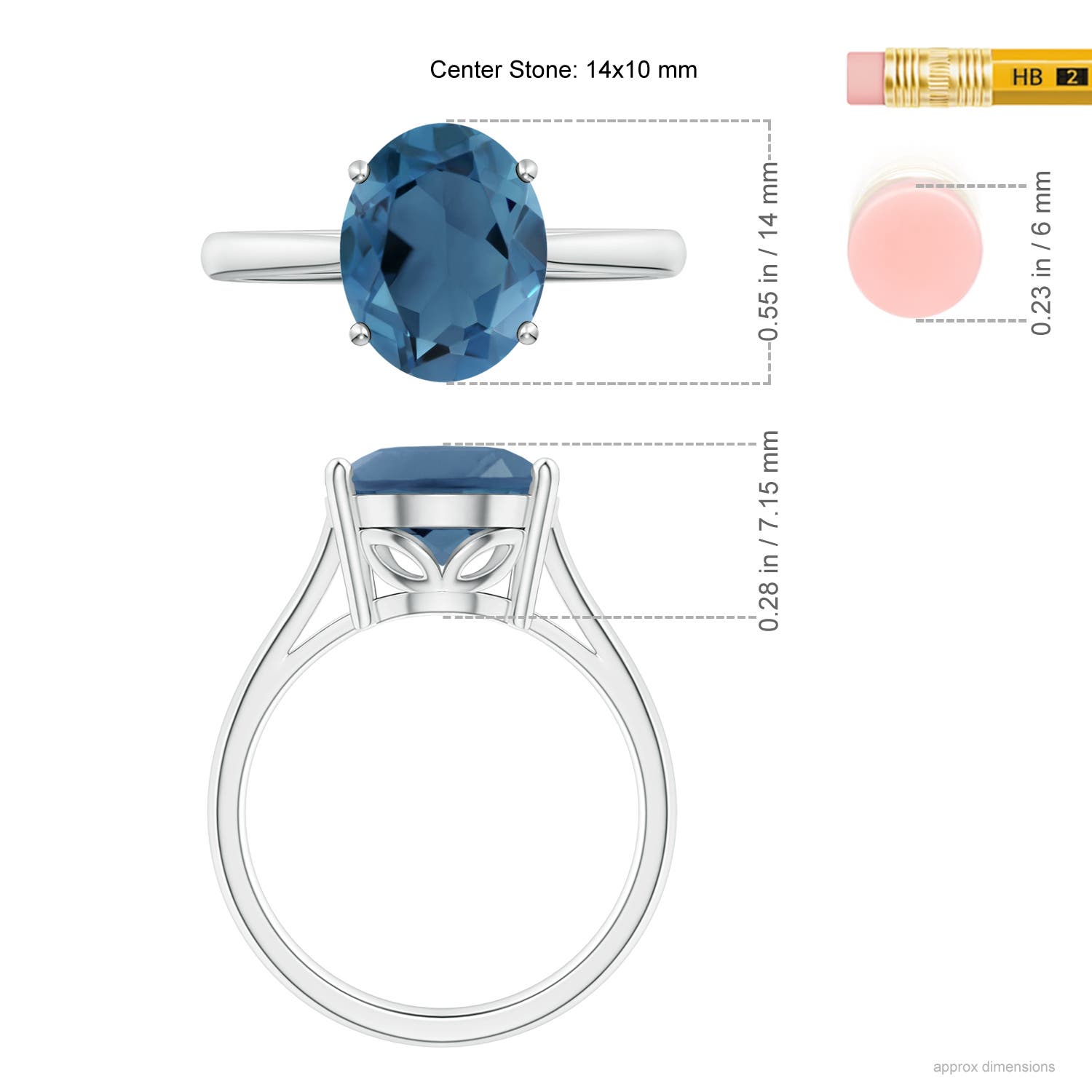 A - London Blue Topaz / 7.2 CT / 14 KT White Gold