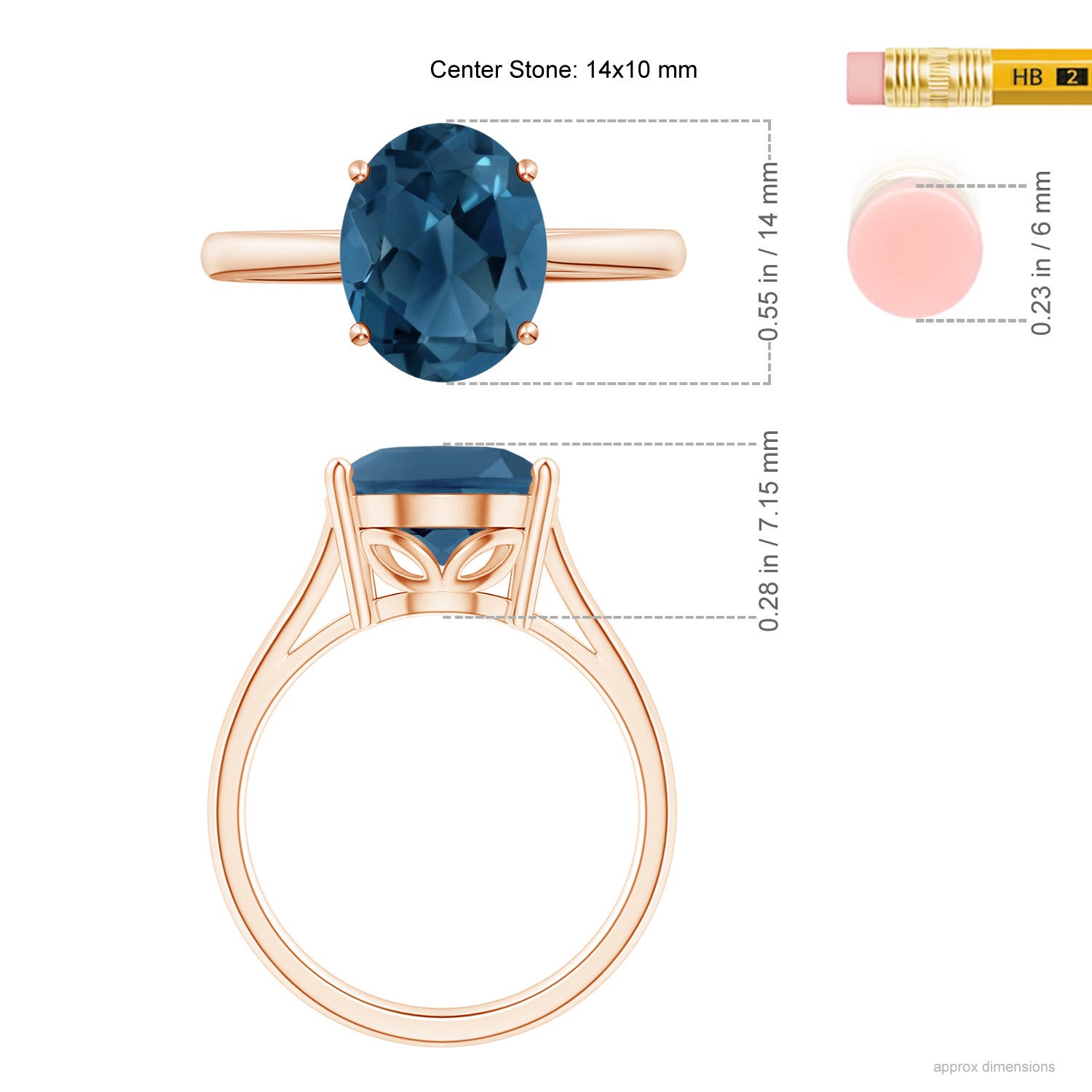 AA - London Blue Topaz / 7.2 CT / 14 KT Rose Gold