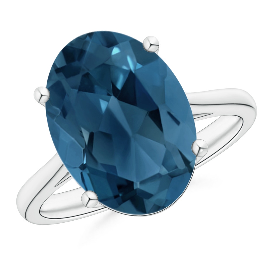 14x10mm AA Oval Solitaire London Blue Topaz Cocktail Ring in S999 Silver 
