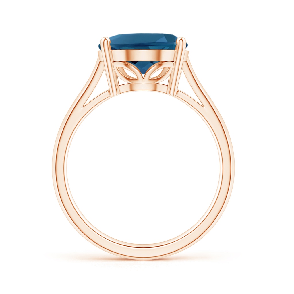 14x10mm AAA Oval Solitaire London Blue Topaz Cocktail Ring in Rose Gold Side-1