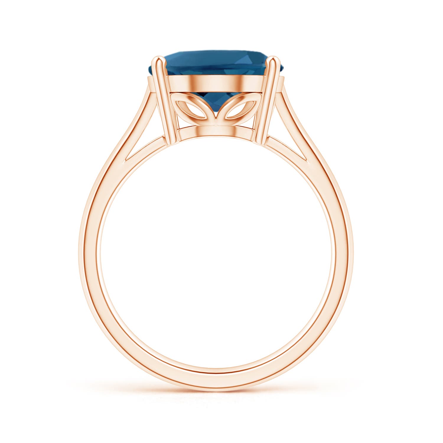 14x10mm AAA Oval Solitaire London Blue Topaz Cocktail Ring in Rose Gold - side 3