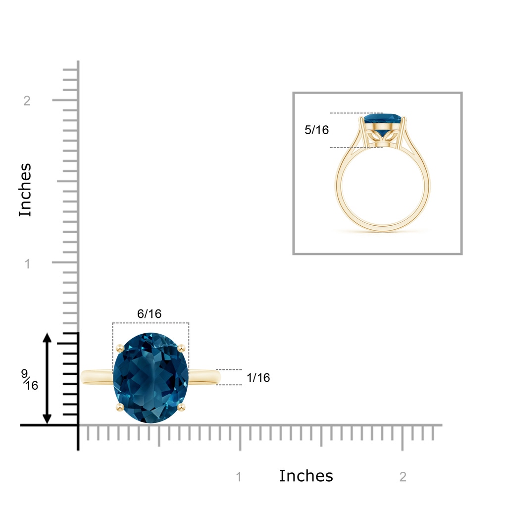 14x10mm AAAA Oval Solitaire London Blue Topaz Cocktail Ring in 10K Yellow Gold Product Image