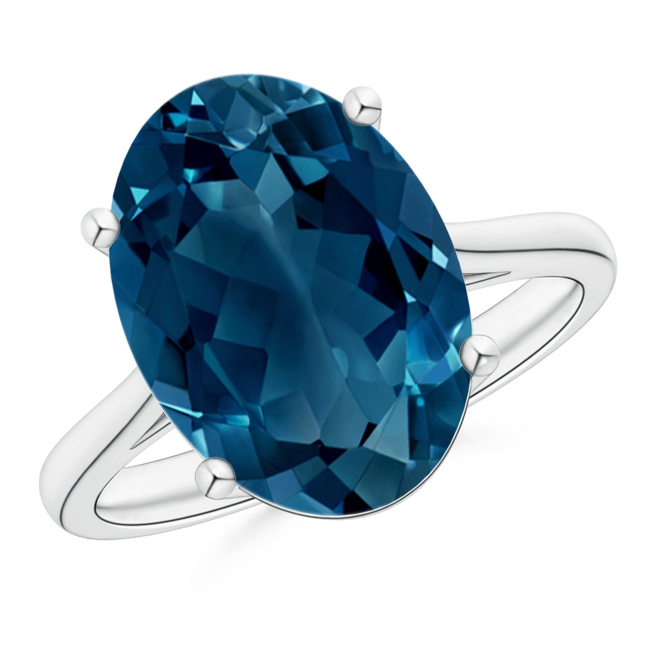 14x10mm AAAA Oval Solitaire London Blue Topaz Cocktail Ring in P950 Platinum 