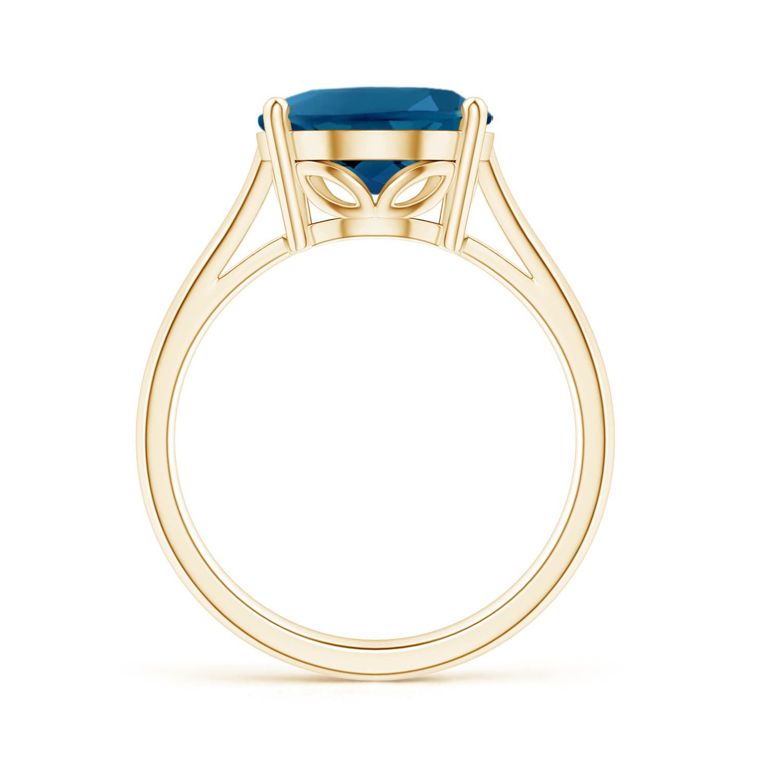 14x10mm AAAA Oval Solitaire London Blue Topaz Cocktail Ring in Yellow Gold - side 3