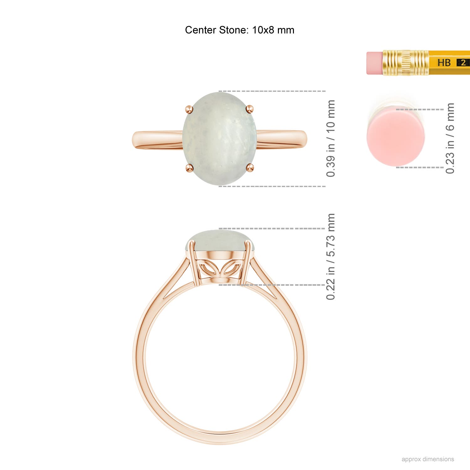 A - Moonstone / 2.5 CT / 14 KT Rose Gold