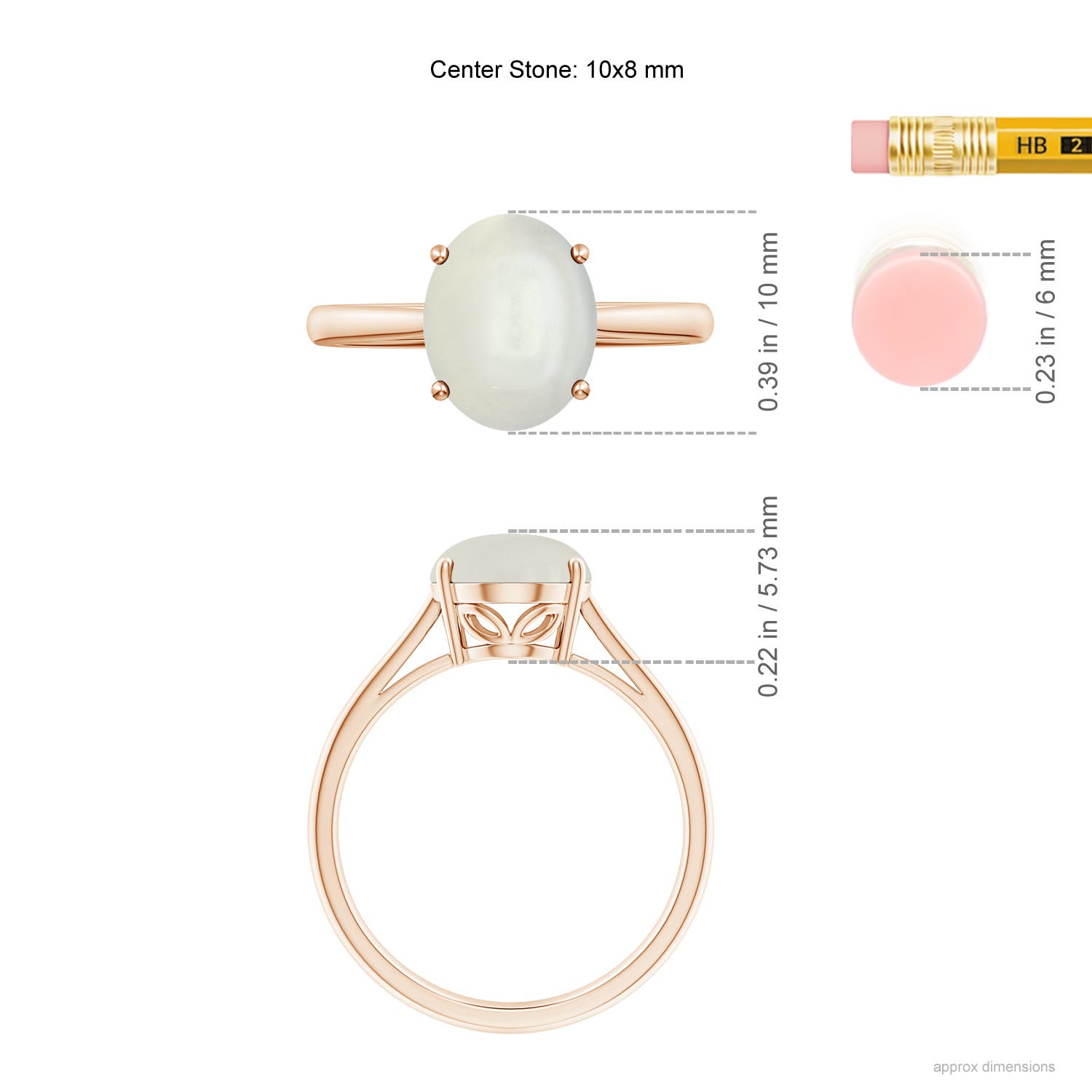 AAAA - Moonstone / 2.5 CT / 14 KT Rose Gold