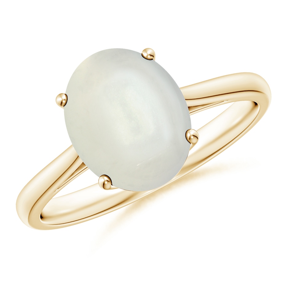 10x8mm AAAA Oval Solitaire Moonstone Cocktail Ring in Yellow Gold 