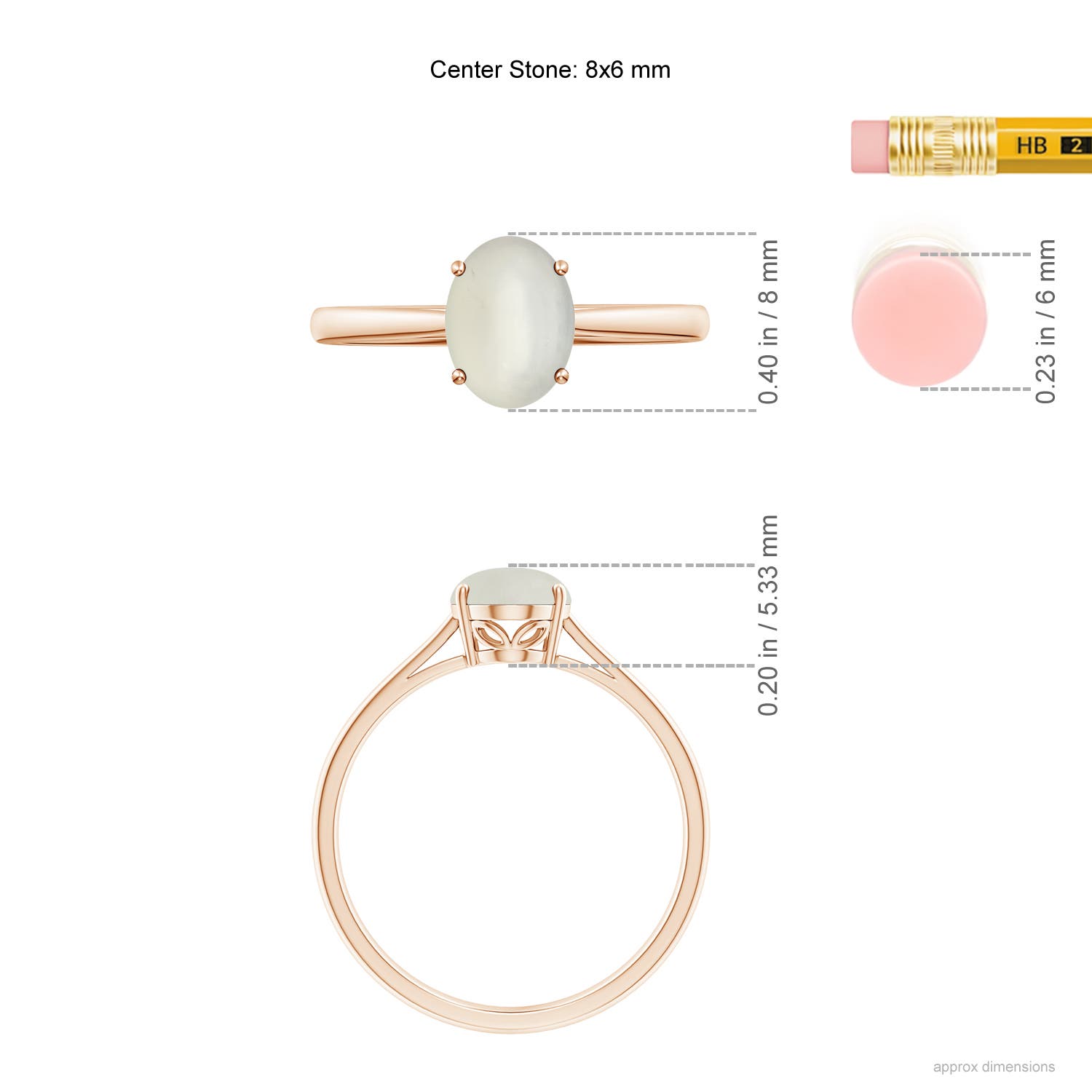 AAA - Moonstone / 1.1 CT / 14 KT Rose Gold