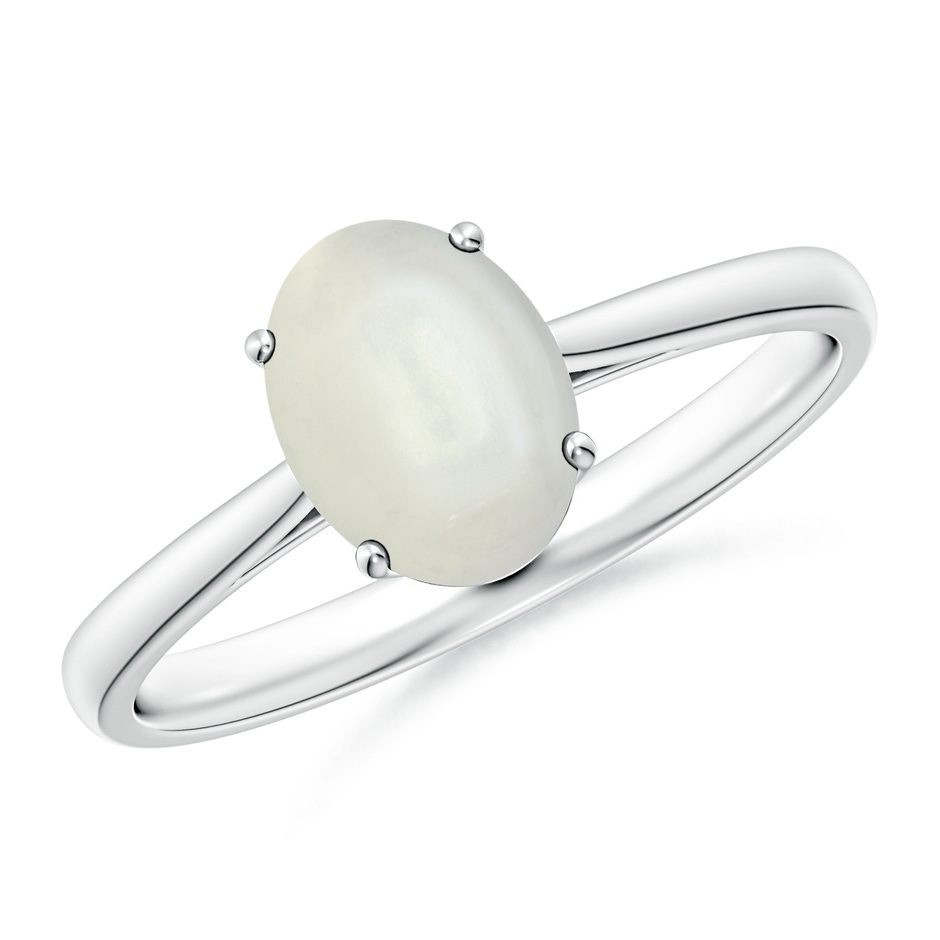 8x6mm AAAA Oval Solitaire Moonstone Cocktail Ring in S999 Silver 
