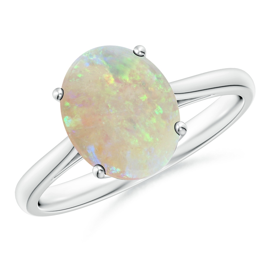 10x8mm AAA Oval Solitaire Opal Cocktail Ring in 18K White Gold 