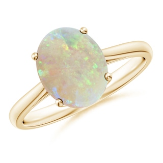 10x8mm AAA Oval Solitaire Opal Cocktail Ring in 9K Yellow Gold