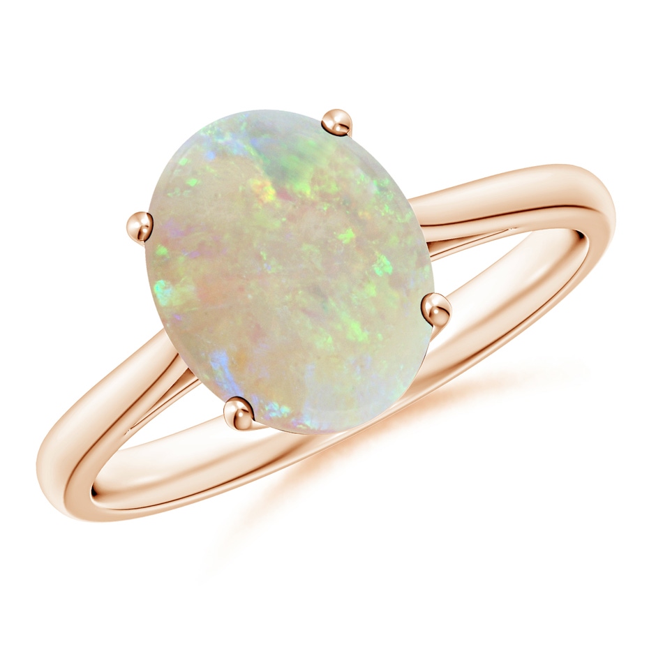 10x8mm AAA Oval Solitaire Opal Cocktail Ring in Rose Gold 