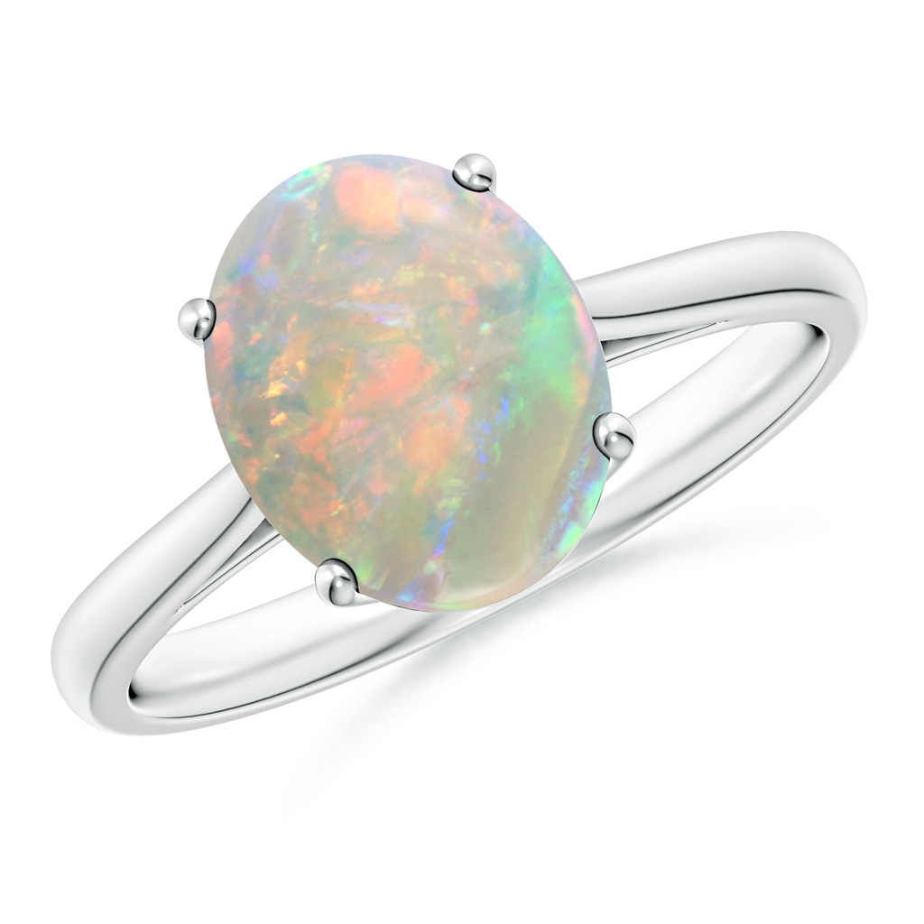 10x8mm AAAA Oval Solitaire Opal Cocktail Ring in 18K White Gold