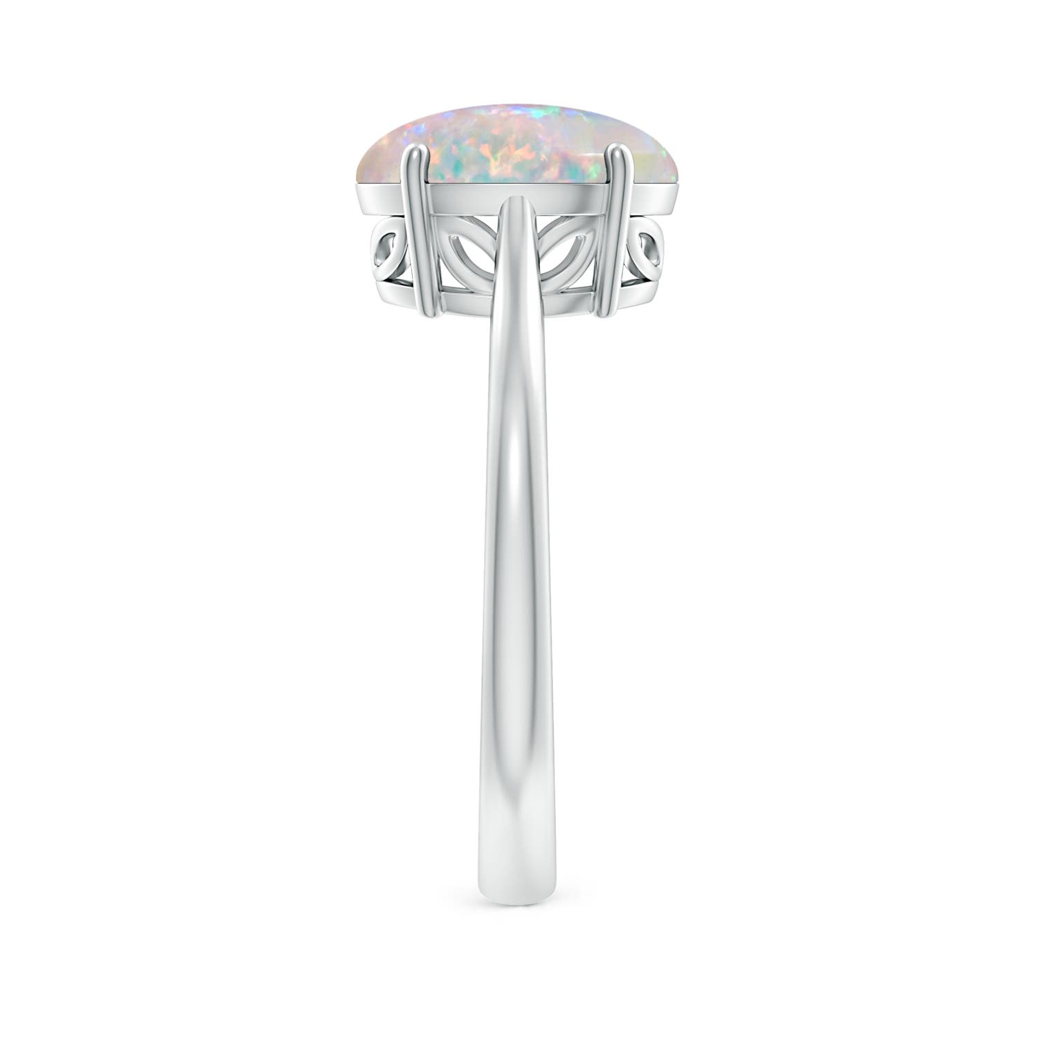 10x8mm AAAA Oval Solitaire Opal Cocktail Ring in 18K White Gold - side 7