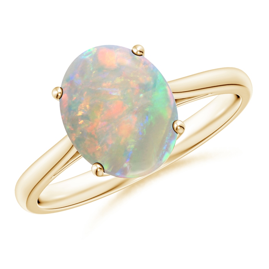 10x8mm AAAA Oval Solitaire Opal Cocktail Ring in 18K Yellow Gold 