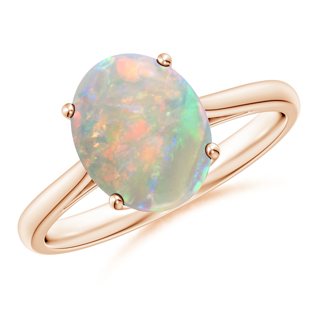 10x8mm AAAA Oval Solitaire Opal Cocktail Ring in Rose Gold