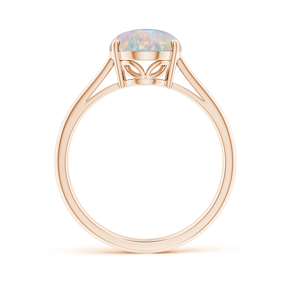 10x8mm AAAA Oval Solitaire Opal Cocktail Ring in Rose Gold Side-1
